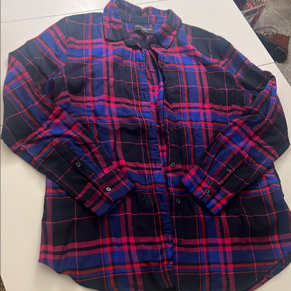 Banana Republic Boyfriend Fit Plaid Button Up